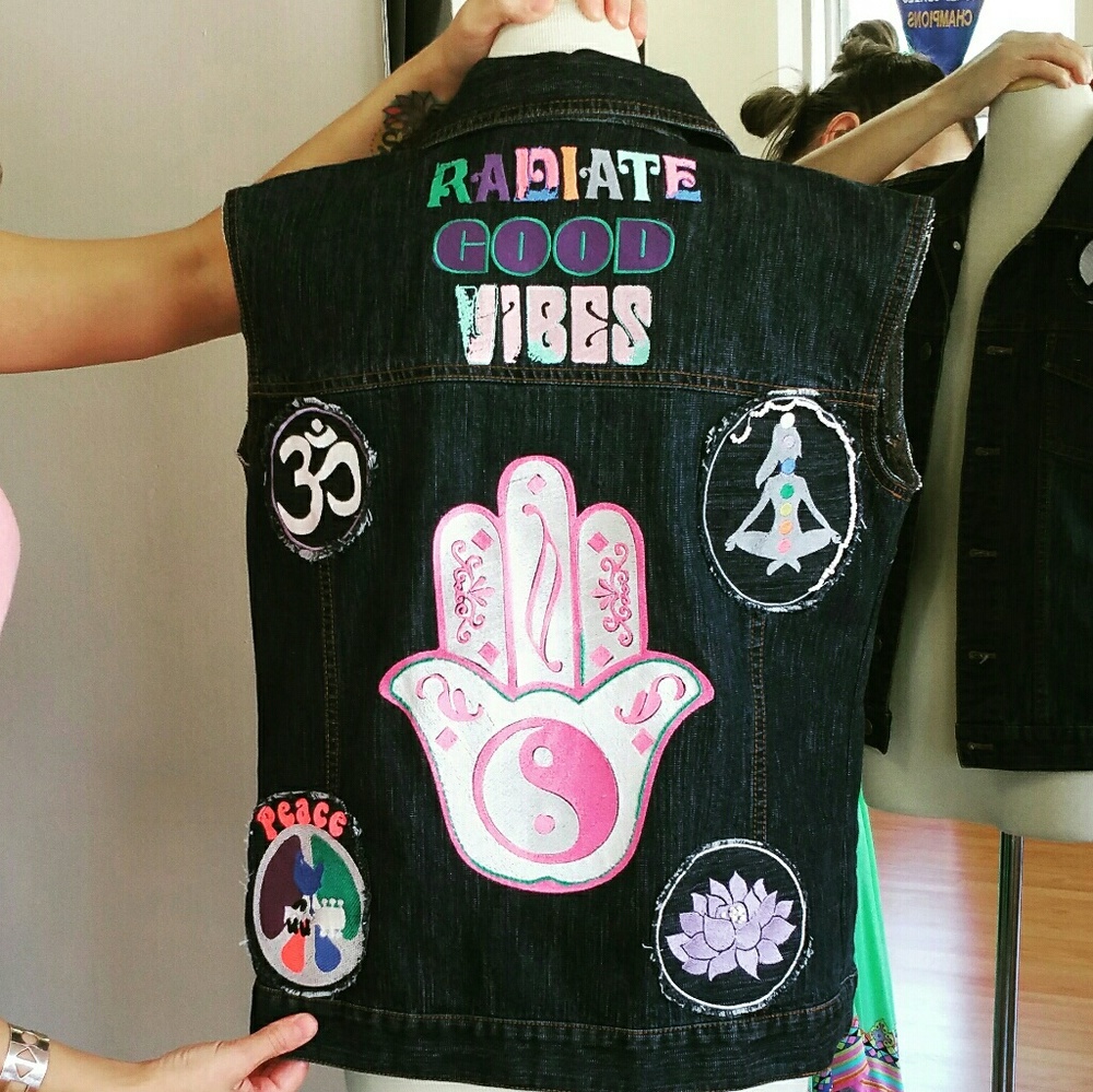 Embroidered Embellished Denim Vest